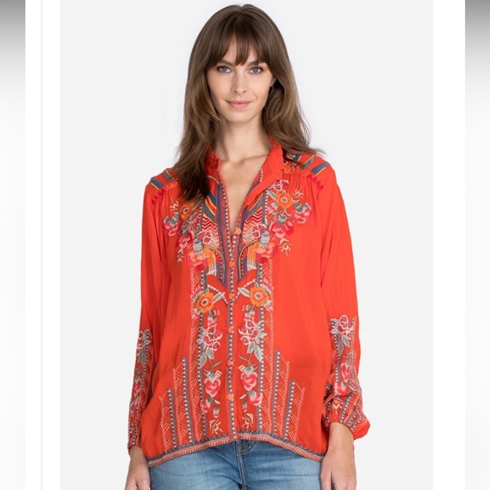 COPY - Johnny Was Jude Embroidered button down blouse large